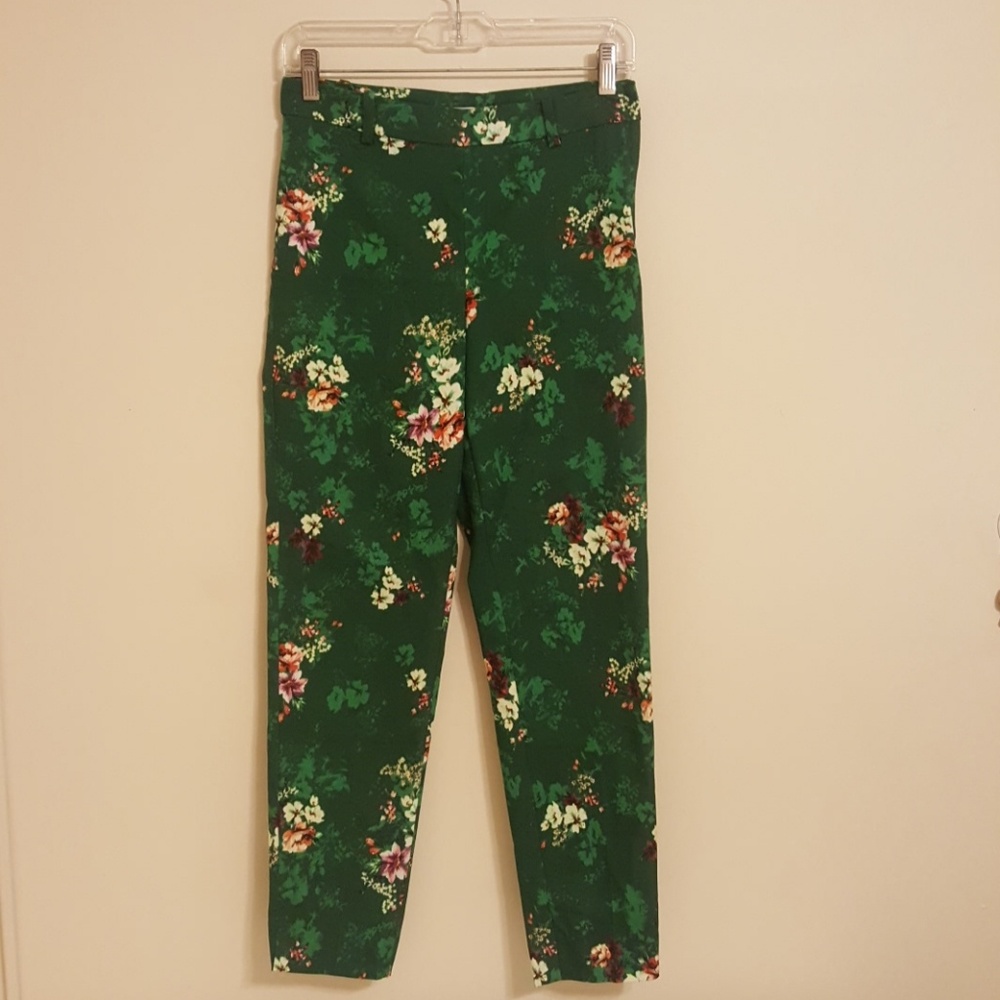 Floral cropped skinny mid-waist pants